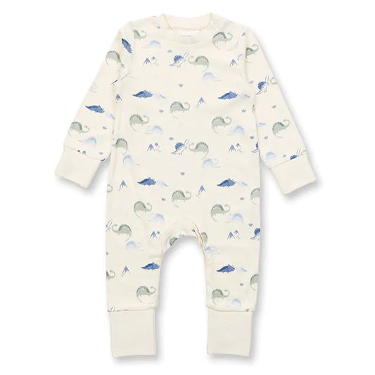 Sense Organics Tona Baby Romper Body, Dinos Offwhite