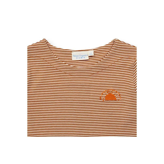 Sense Organics Louise Shirt 3/4 Sleeves, Hazelnut Stripes + Sun