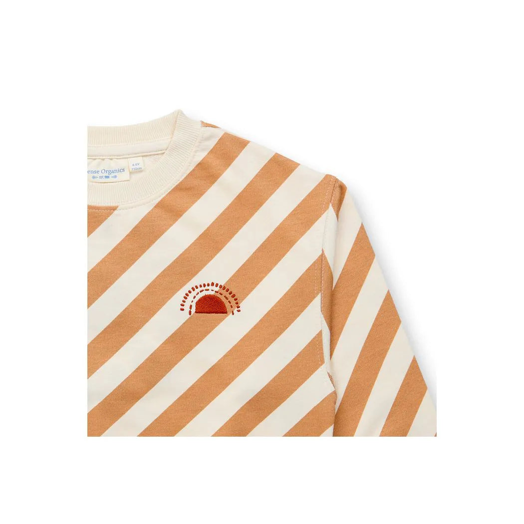 Sense Organics Dari Sweatshirt caramel stripes + Slogan Sun