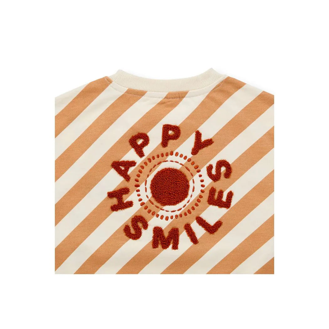 Sense Organics Dari Sweatshirt caramel stripes + Slogan Sun