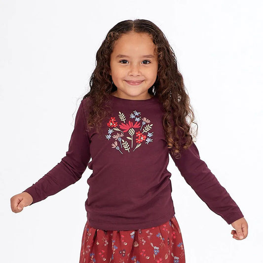 Sense Organics Aluna Langarmshirt, Plum + Flowers