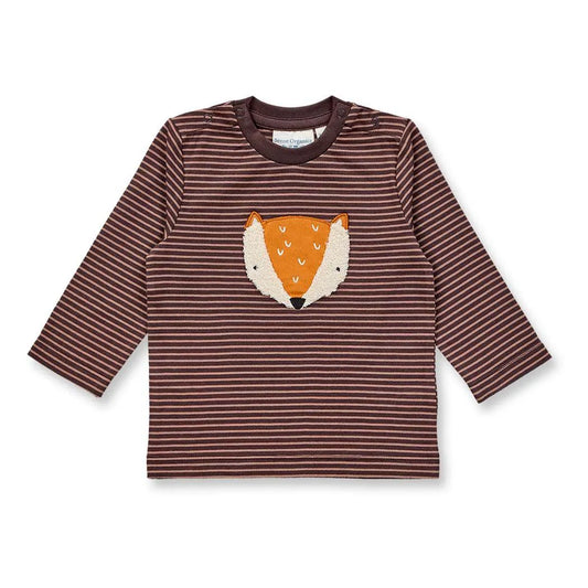 Sense Organics Elan Baby Shirt, dark brown stripes + Fox, Fuchs