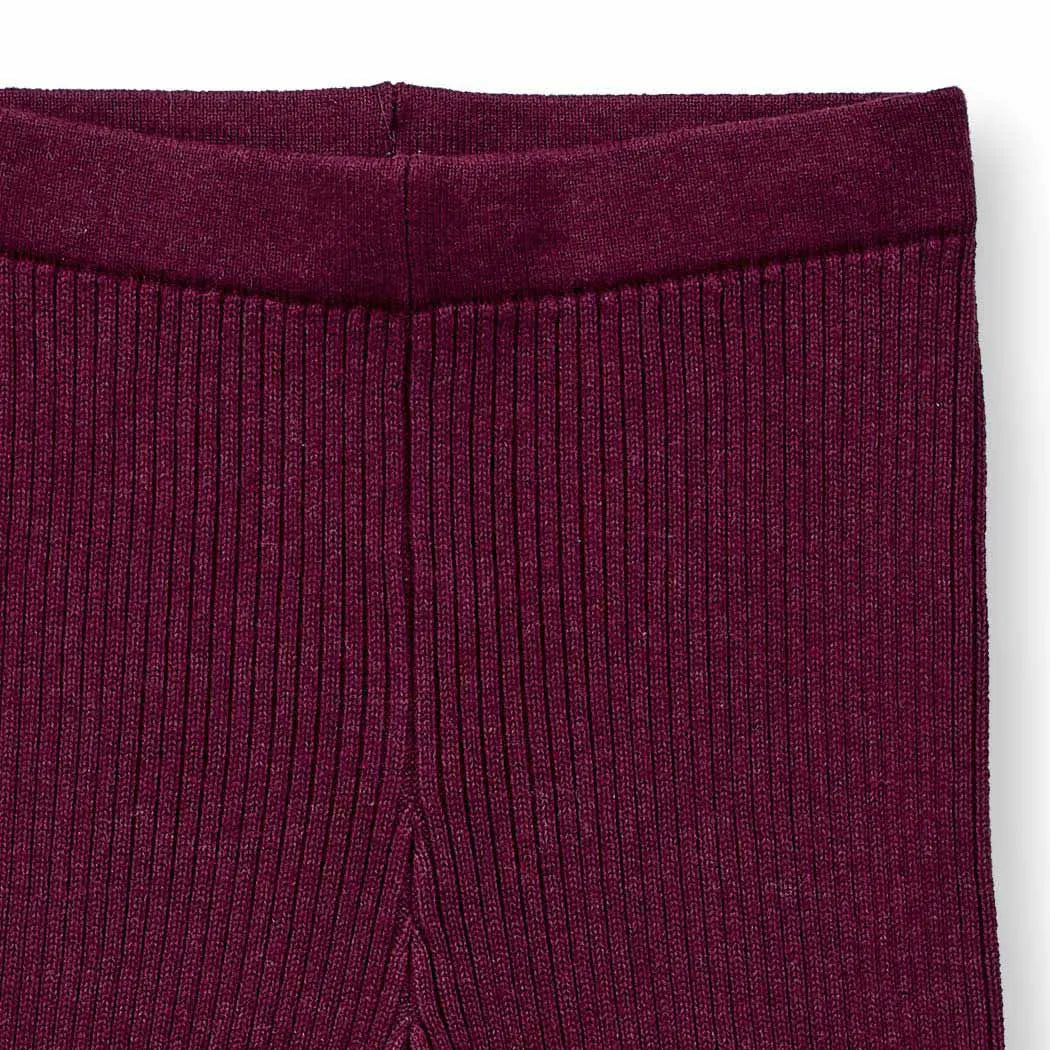 Sense Organics Yuma Knitted Leggings, Strickleggings gerippt, bordeaux melange