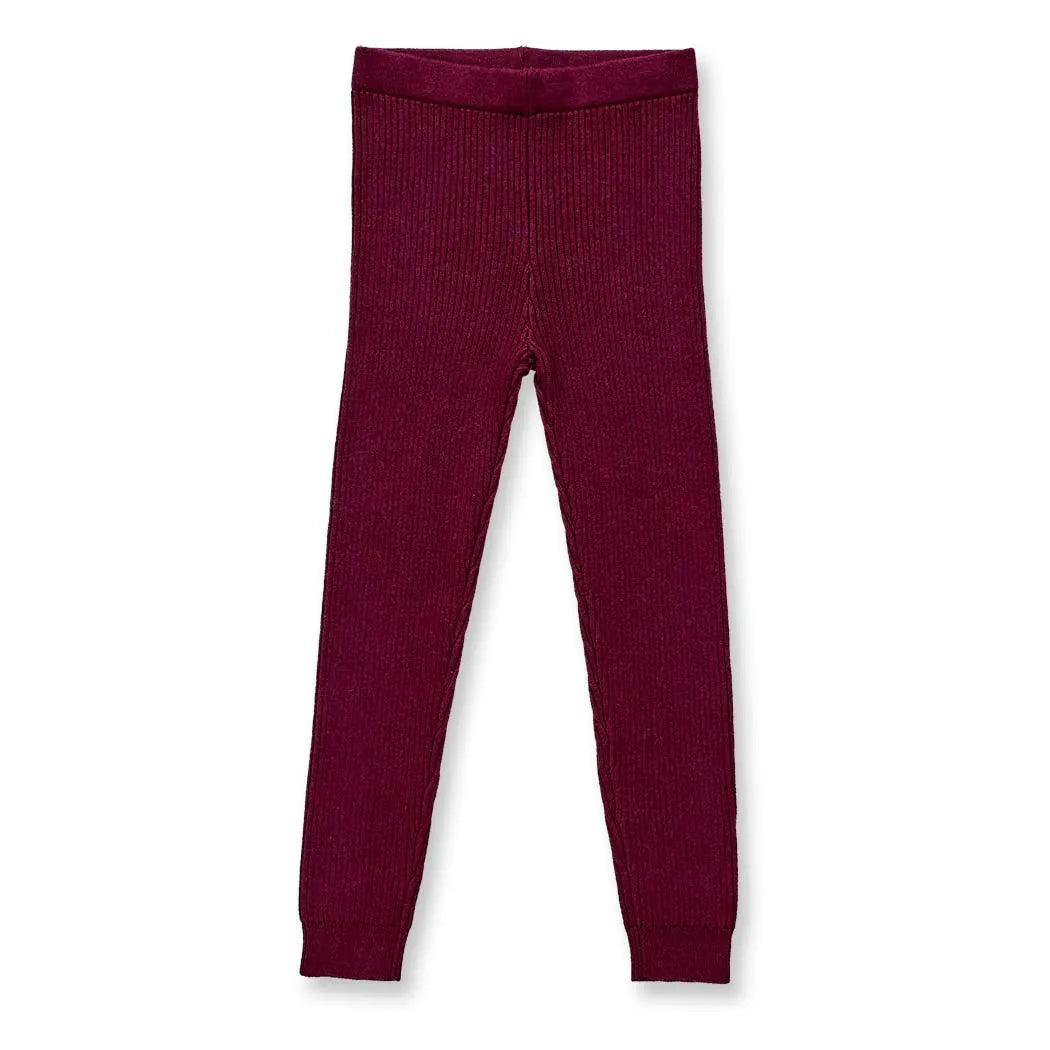 Sense Organics Yuma Knitted Leggings, Strickleggings gerippt, bordeaux melange