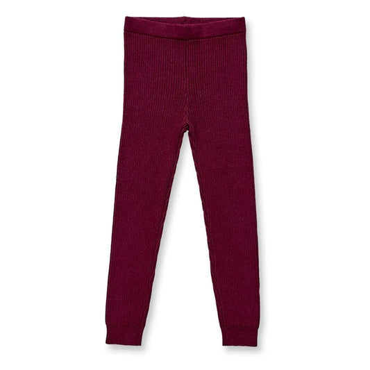 Sense Organics Yuma Knitted Leggings, Strickleggings gerippt, bordeaux melange