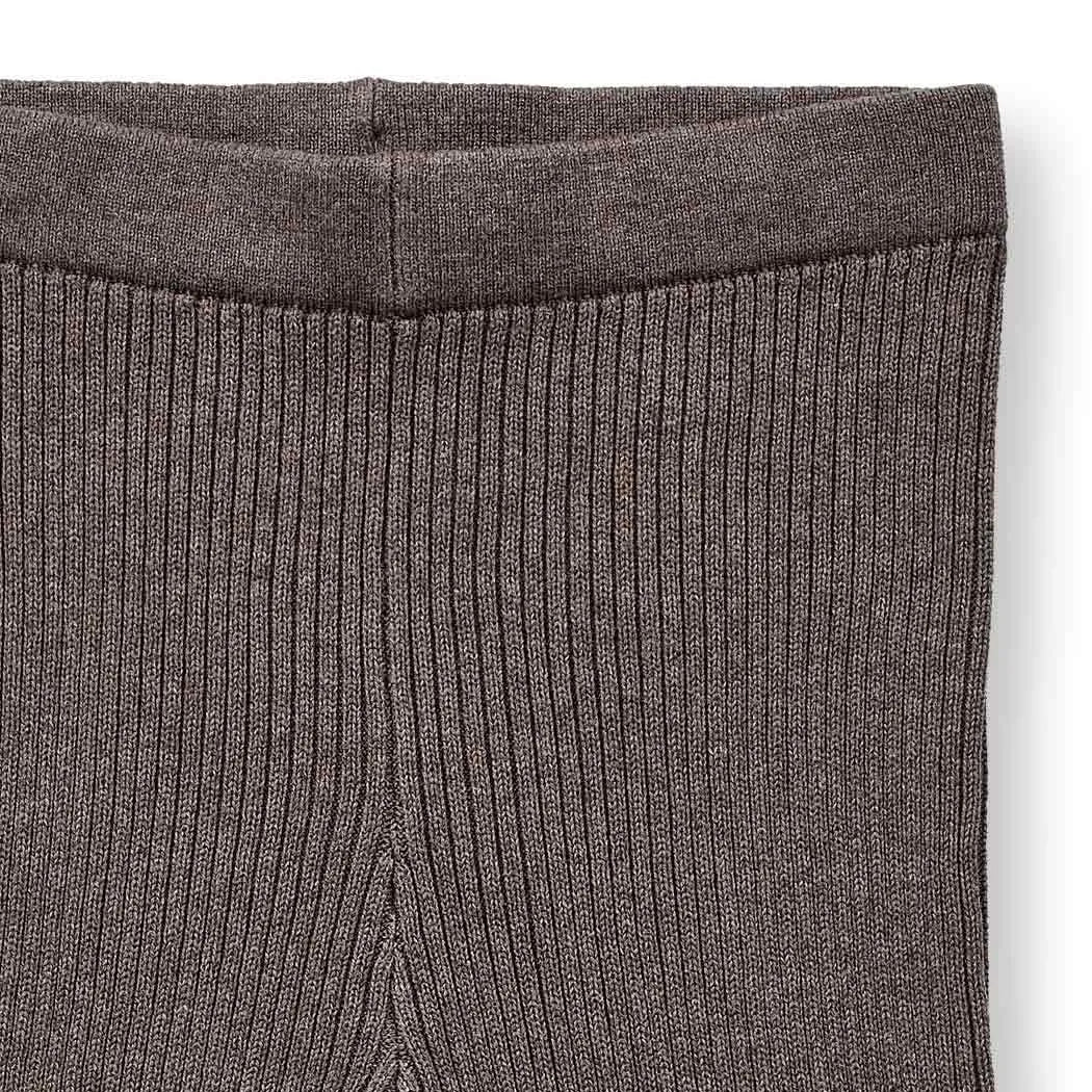 Sense Organics Yuma Knitted Leggings, Strickleggings gerippt, brown melange, braun