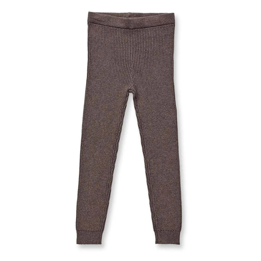Sense Organics Yuma Knitted Leggings, Strickleggings gerippt, brown melange, braun