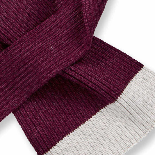 Sense Organics Frana Knitted Scarf, Schal, Bordeaux Melange + Cream