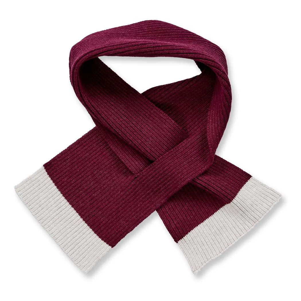 Sense Organics Frana Knitted Scarf, Schal, Bordeaux Melange + Cream