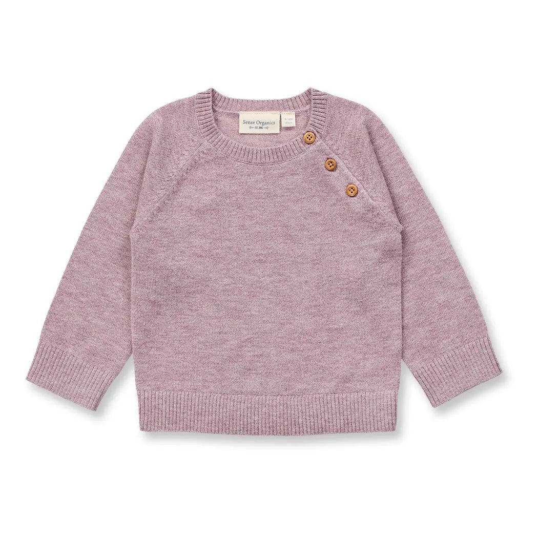 Sense Organics Siroo Baby Knitted Sweater, Wollpullover, mauve melange, Pullover
