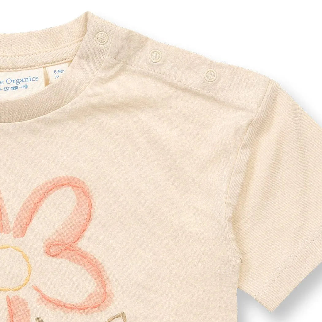 Sense Organics Sophie Baby T-Shirt light beige + Flower