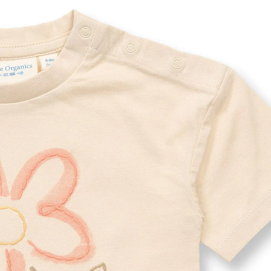 Sense Organics Sophie Baby T-Shirt light beige + Flower