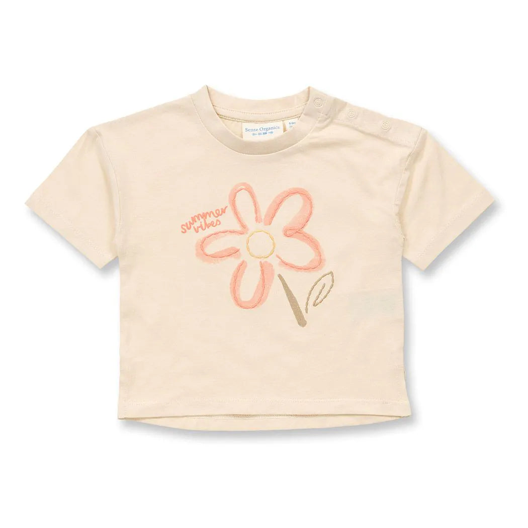 Sense Organics Sophie Baby T-Shirt light beige + Flower