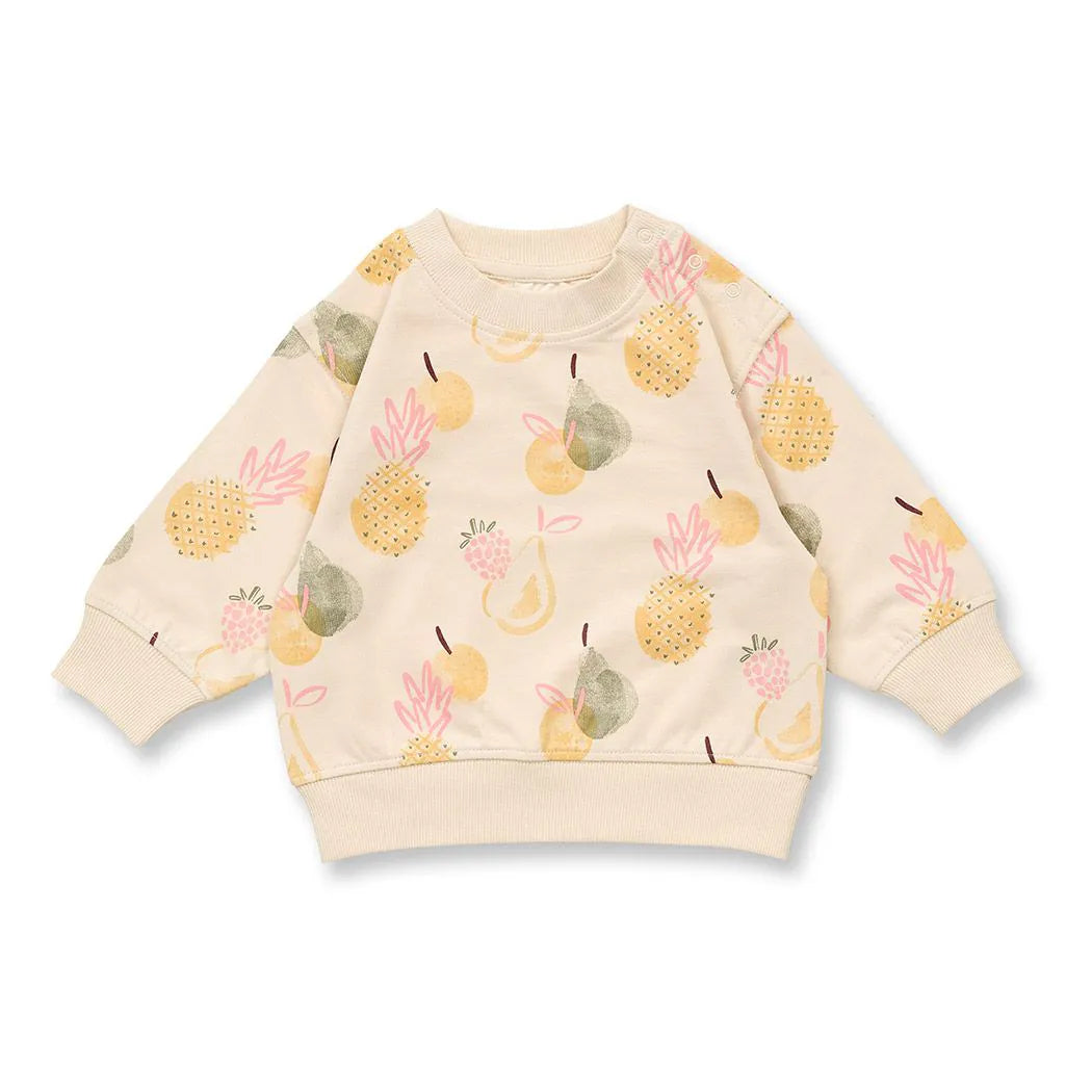Sense Organics Siam Baby Sweatshirt AOP Fruits light beige