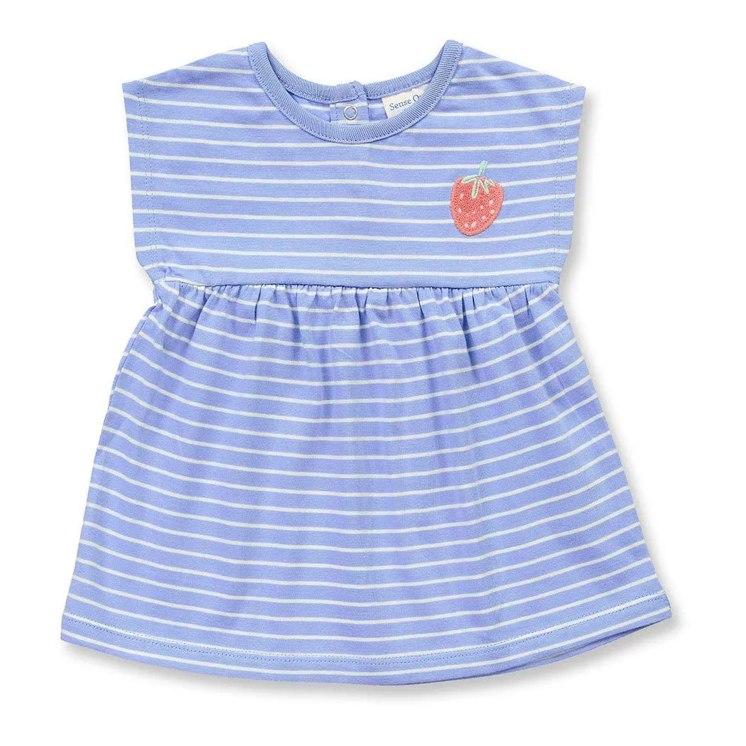 Sense Organics Aurora Baby Tunic Hyacinth Stripes + Strawberry