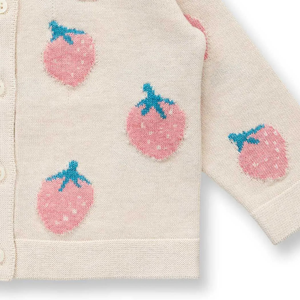 Sense Organics Elsa Baby Knitted Cardigan Strawberry Pattern, Strickjacke