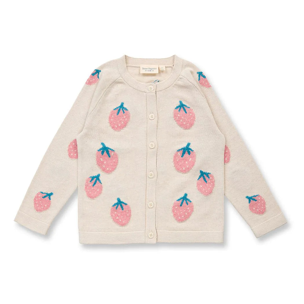 Sense Organics Elsa Baby Knitted Cardigan Strawberry Pattern, Strickjacke
