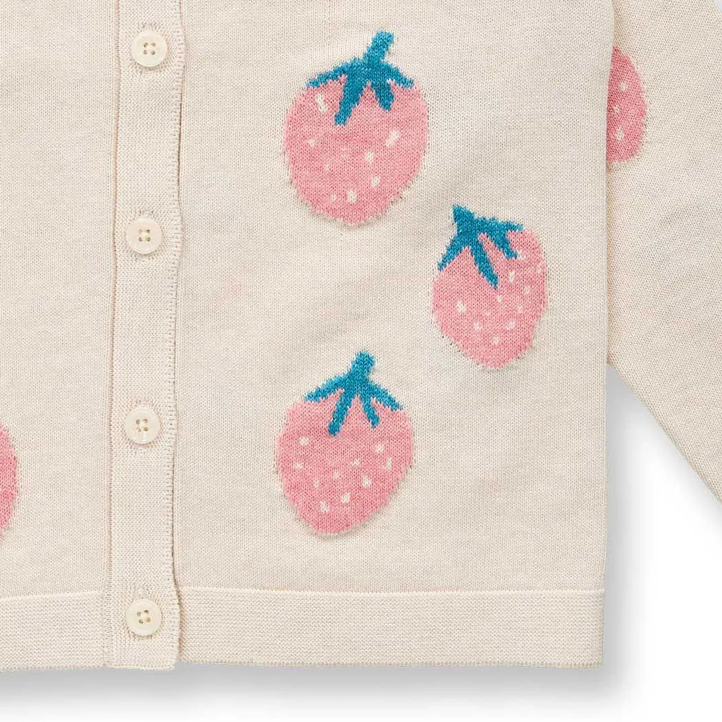 Sense Organics Elsa Knitted Cardigan Strawberry Pattern, Strickjacke