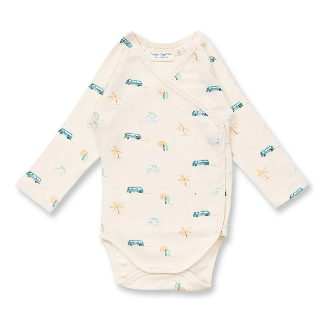 Sense Organics Ygon, Langarmbody, Baby Wrap Body AOP Camper