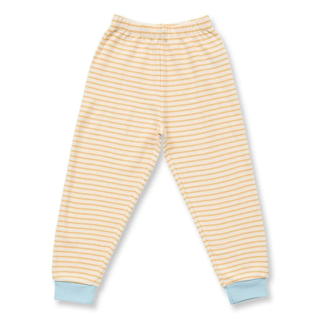 Sense Organics Junis Pyjama, cream yellow stripes + Caper, Schlafanzug