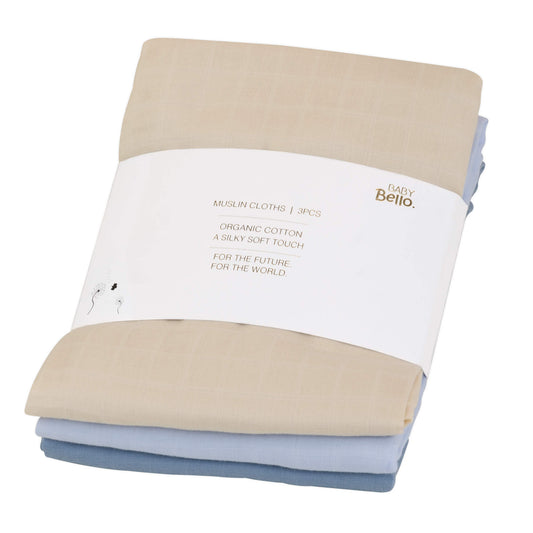 Baby Bello Musselintücher 3er Pack Cashmere Blue