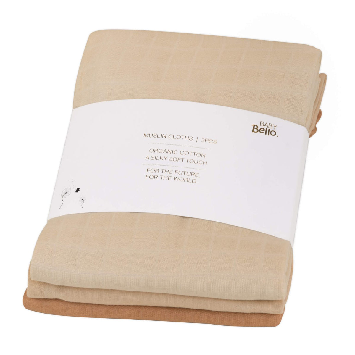 Baby Bello Musselintücher 3er Pack Pastry Shell, 65x65cm