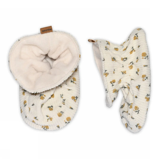 MP Denmark Floral Cordhausschuhe mit Ledersohle, Ecru