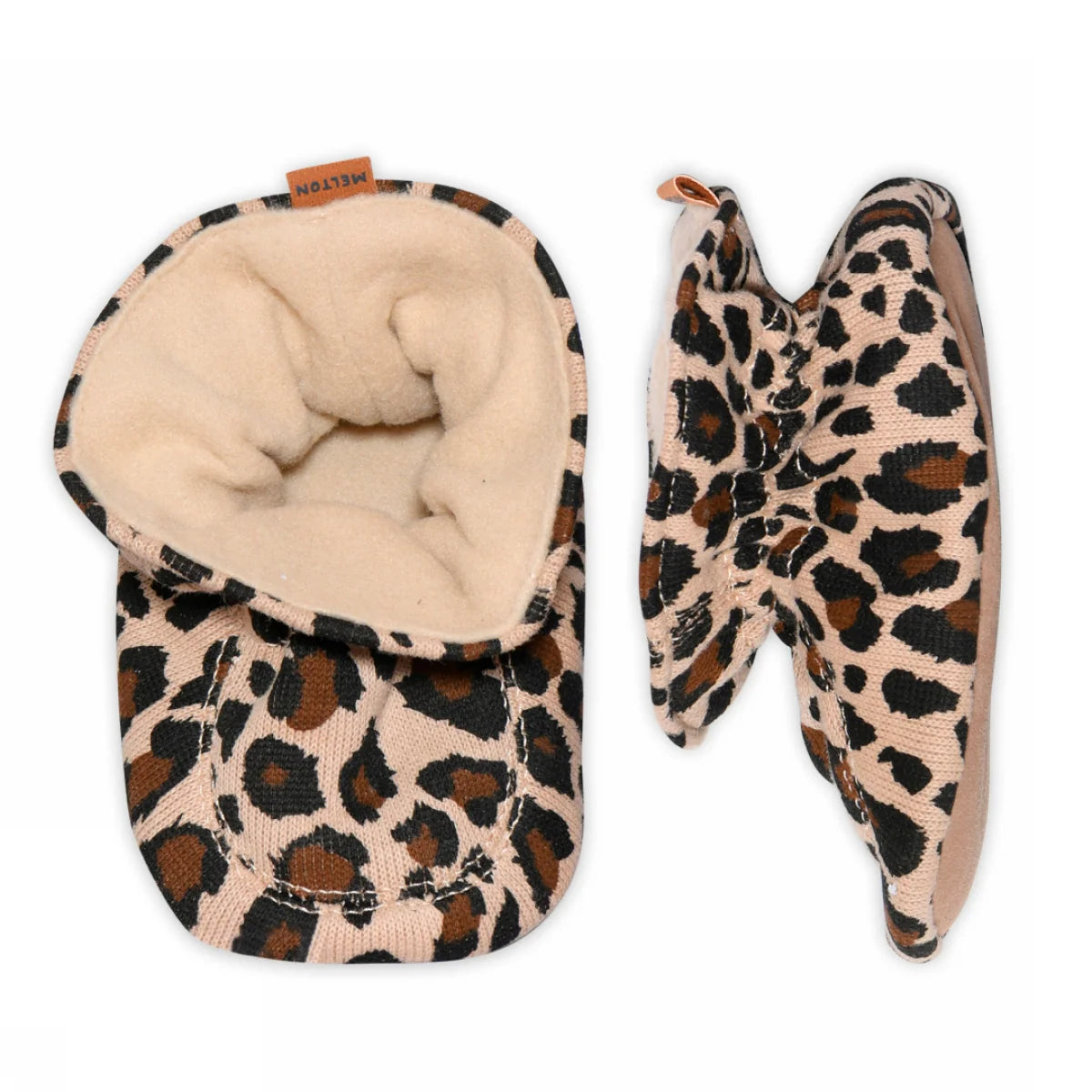 Melton Hausschuhe mit Ledersohle, Leopard