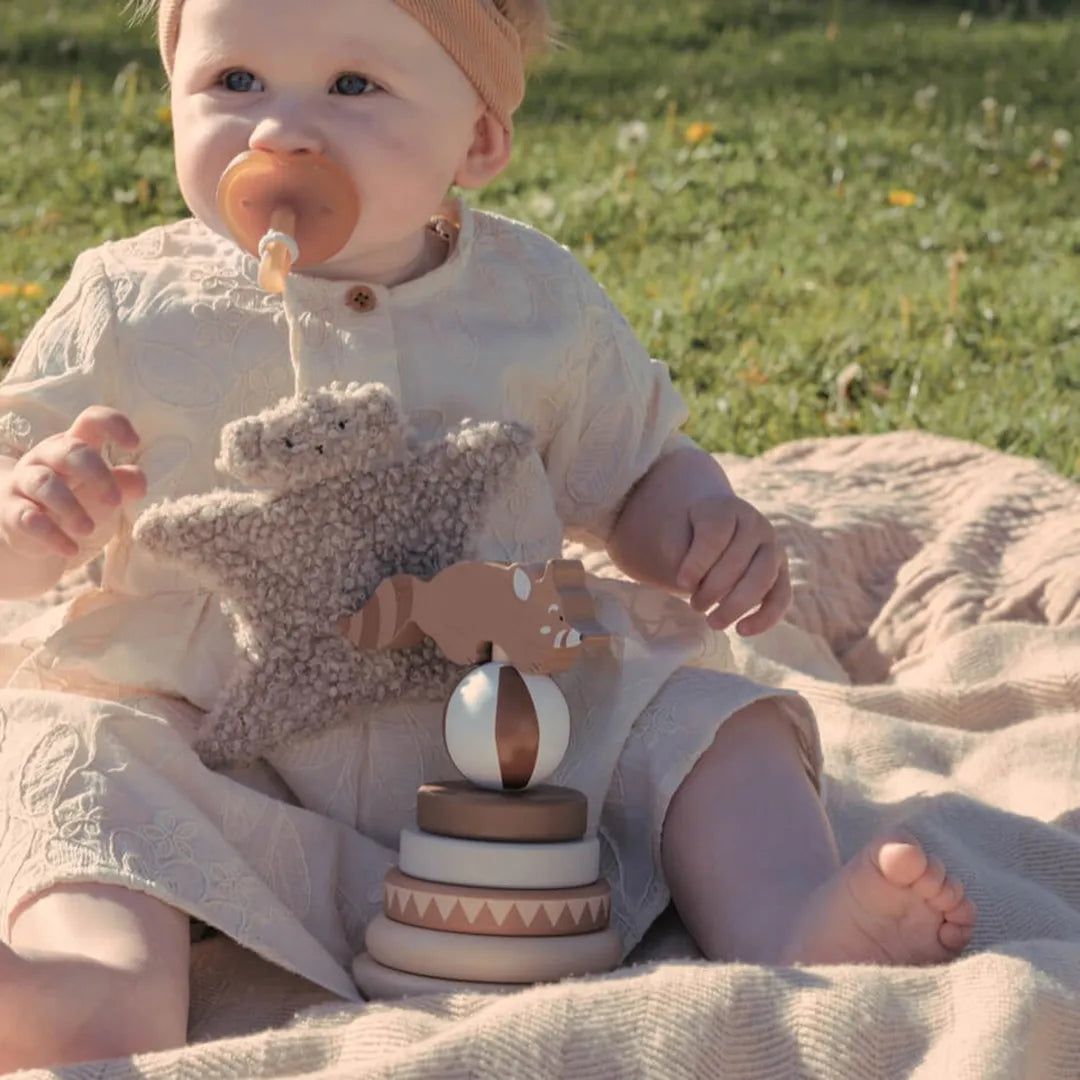 Baby Bello Frey der Fuchs, Stapelspielzeug aus Holz