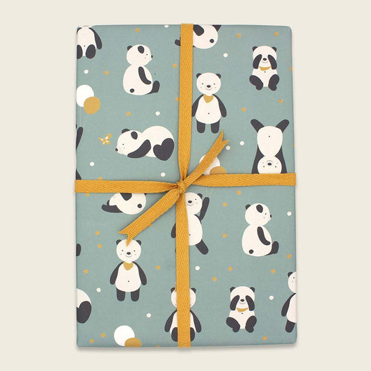 Ava&Yves Geschenkpapier Pandas, mint