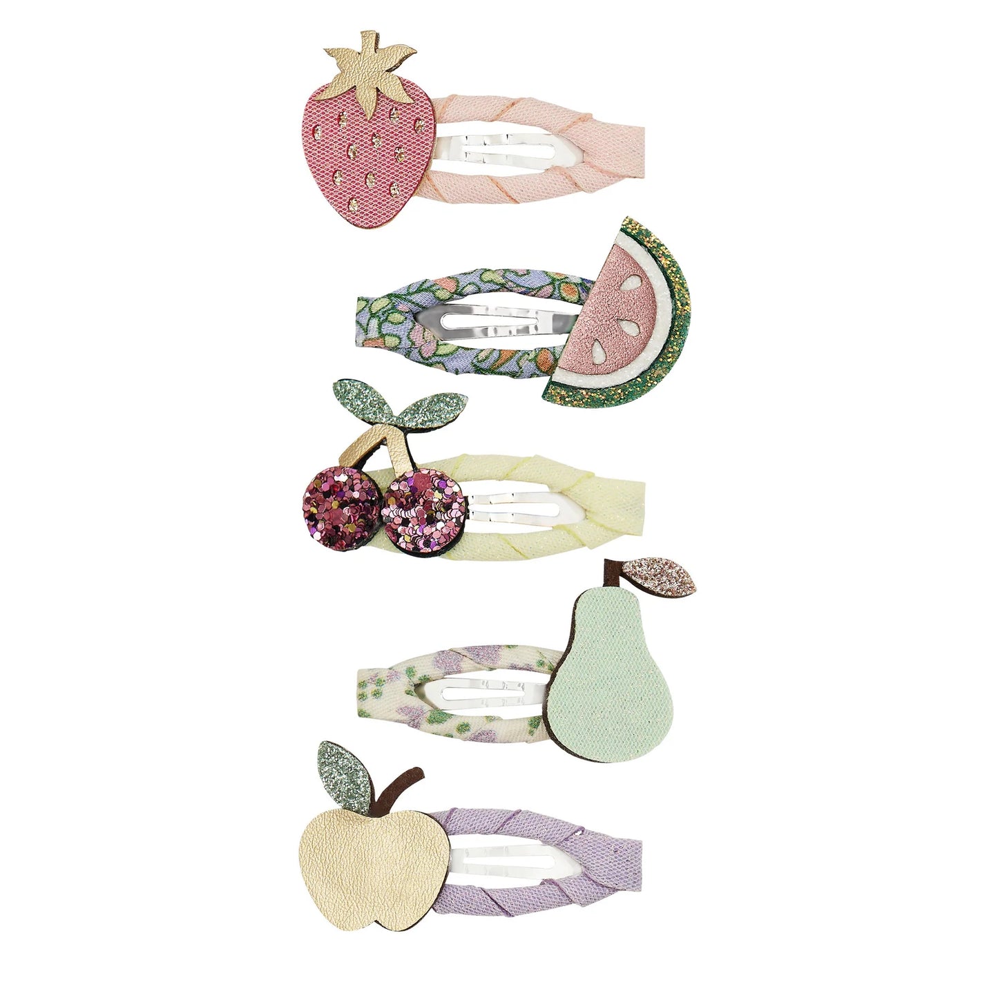 Mimi & Lula Mini Haarspangen, Fruit Salat, Erdbeere, Melone, Kirsche, Birne, Apfel, 5er Pack