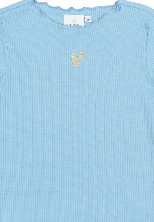 The New TNSTRianna Langarmshirt Rib Tee Forever Blue, hellblau mit Herz