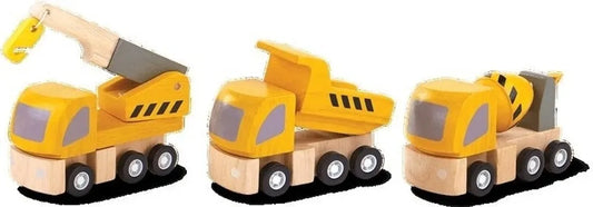 Plan Toys Straßenwartung, Fahrzeuge gelb-orange