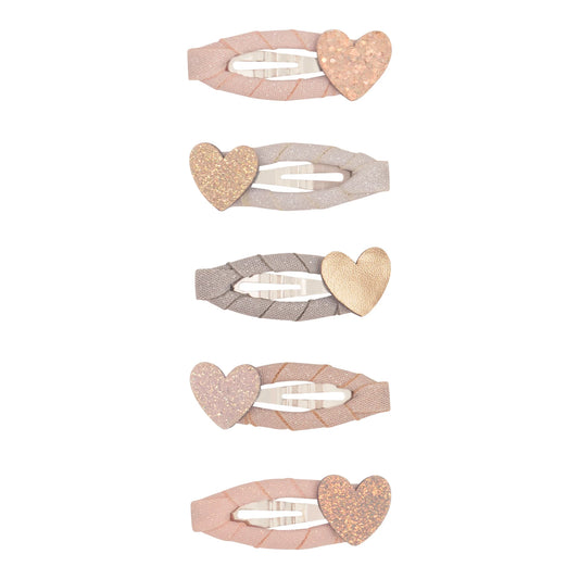 Mimi & Lula Mini Haarspangen, Herz, pastell mit Glitzer, 5er Pack