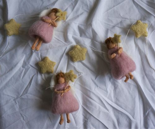 Gamcha Filzgirlande Feen, rosa gelb
