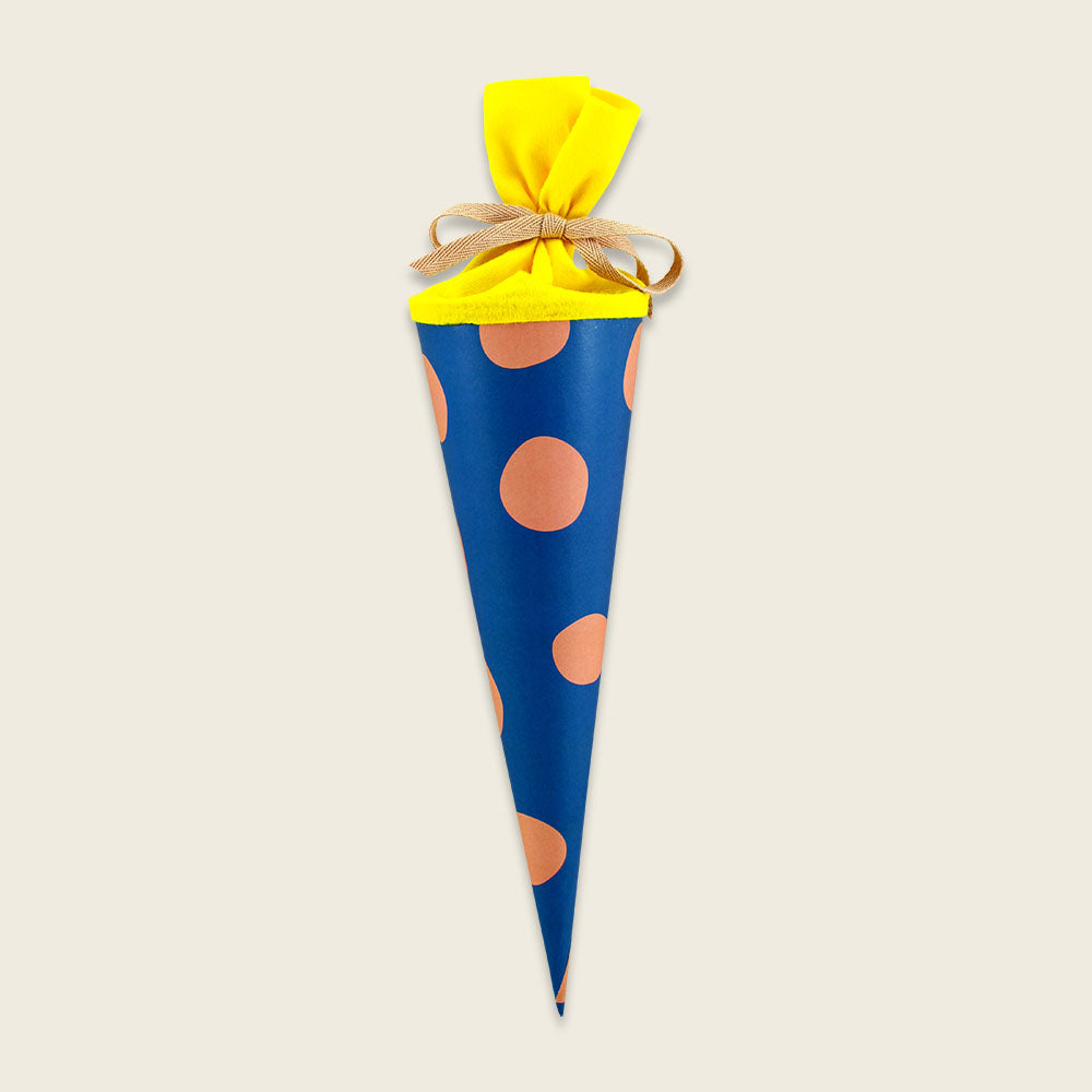 Ava&Yves Schultüte, blau mit Punkten, 35cm