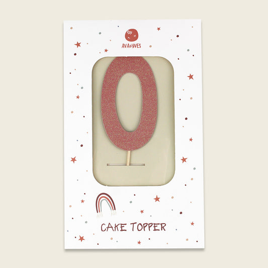 Ava & Yves Tortendeko, Cake Topper, Zahl 0, mit Glitzer