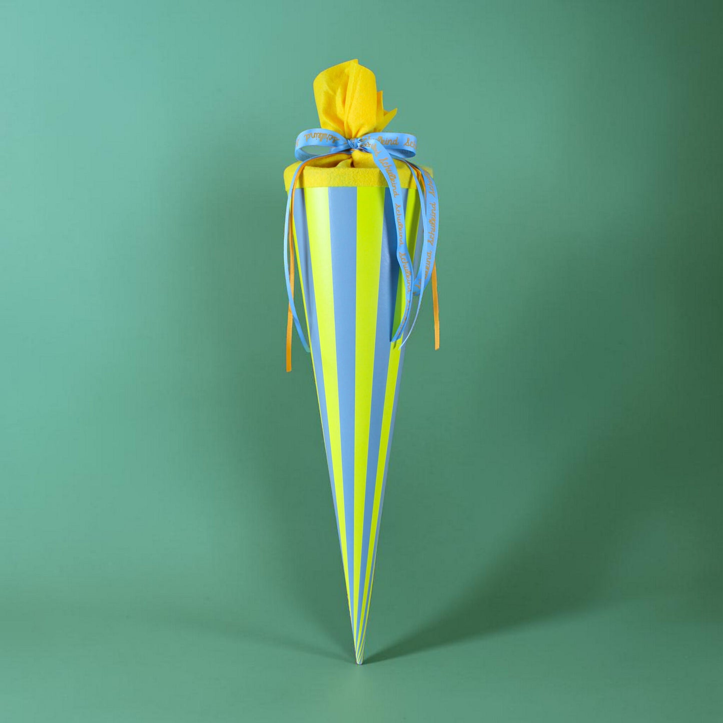 Ava&Yves Schultüte, grün gelb gestreift, 35cm