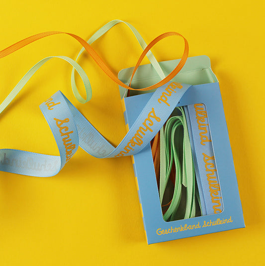 Ava&Yves Geschenkband-Set „Schulkind“, mint orange blau