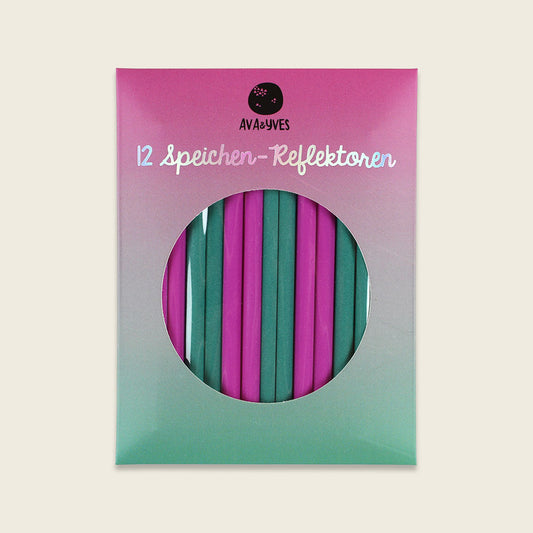 Ava&Yves Speichenreflektoren, Fahrrad violett grün (12 Stück, 8cm)