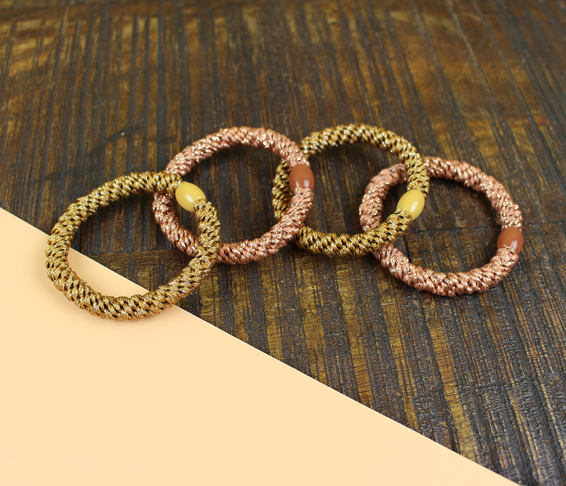 Ava&Yves Haargummi-Set rosa braun mit 4 Haargummis in runder Geschenkbox