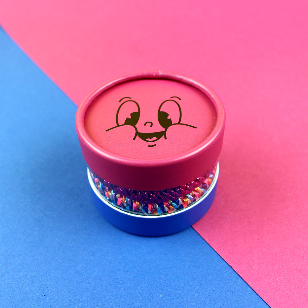 Ava&Yves Haargummi-Set pink blau mit 4 Haargummis in runder Geschenkbox