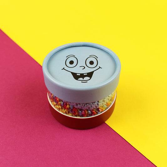 Ava&Yves Haargummi-Set hellblau dunkelrot mit 4 Haargummis in runder Geschenkbox