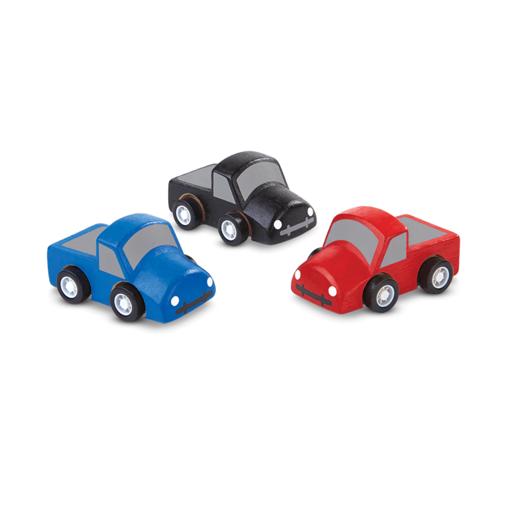 Plan Toys Mini Trucks zum Schieben weiß, rot oder blau, Autos