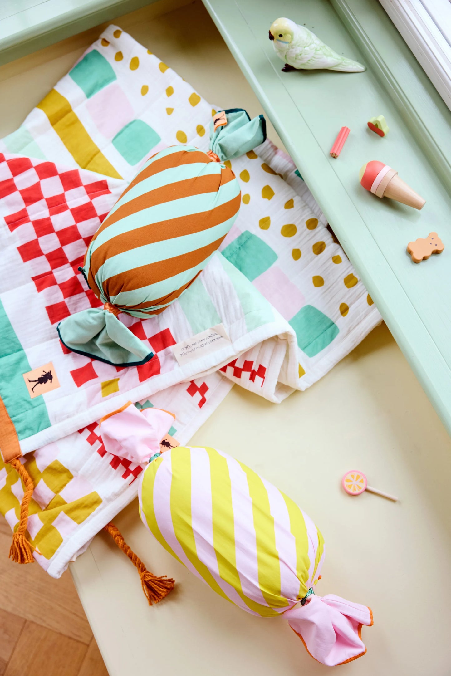 Kid's Concept Bonbon-Kissen Pippi grün curry