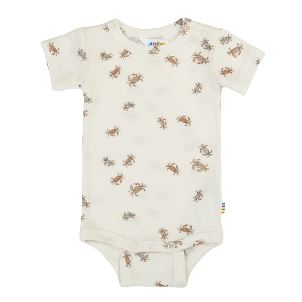 Joha, Kurzarm-Body Krebse, weiß, Merinowolle / Seide