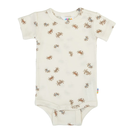 Joha, Kurzarm-Body Krebse, weiß, Merinowolle / Seide