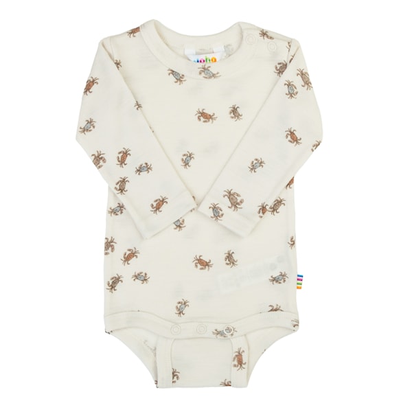 Joha Langarm-Body Krebse, weiß, Merinowolle / Seide
