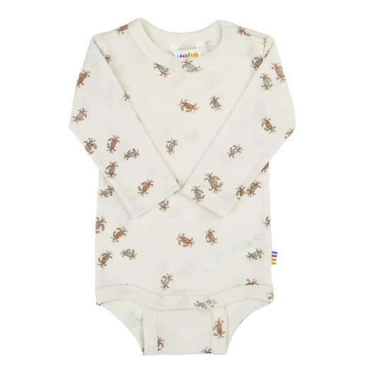 Joha Langarm-Body Krebse, weiß, Merinowolle / Seide