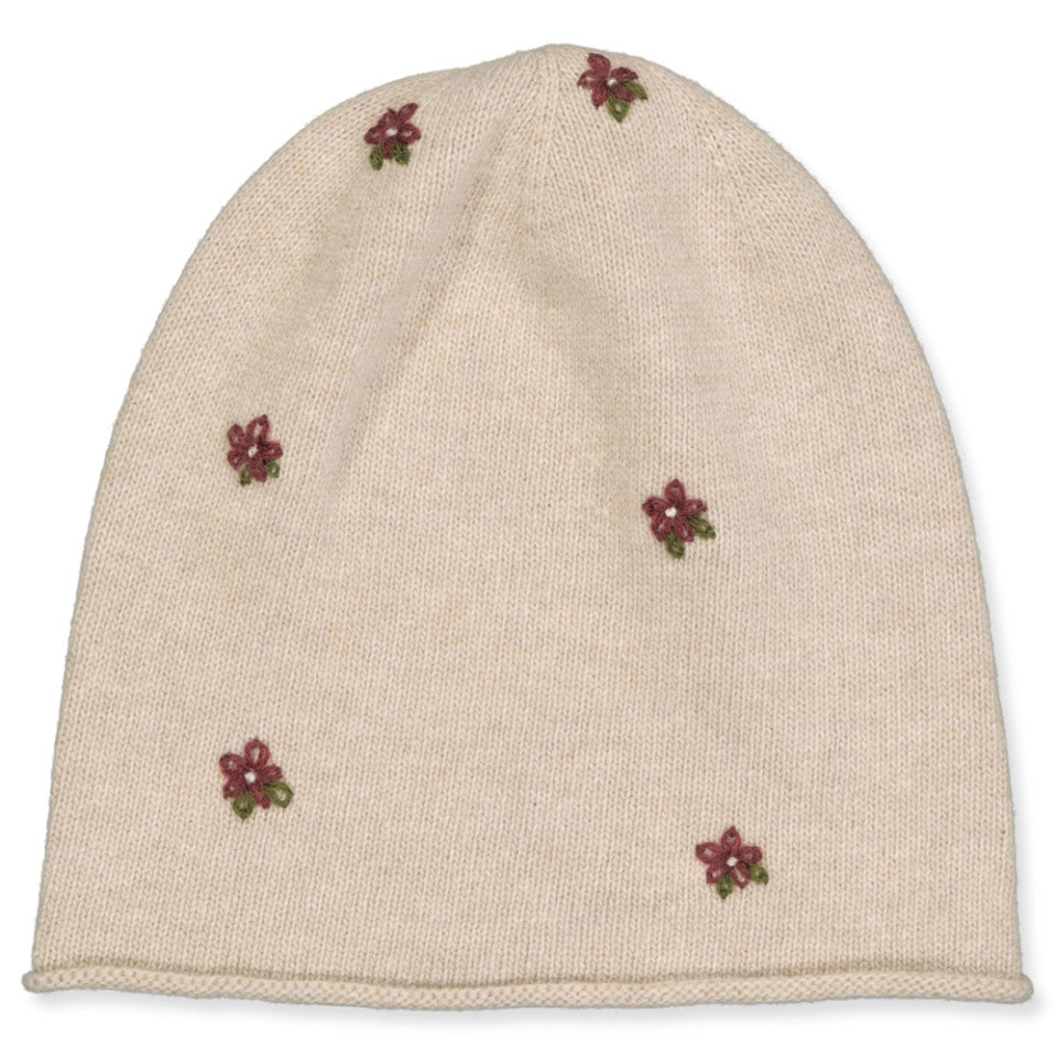 MP Denmark Helsinki floral Beanie, Mütze mit Cashmere, Beige Melange